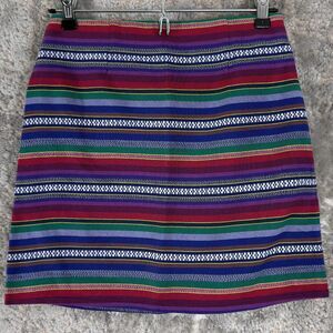NEW Kaisely Size XS Striped Colorful A Line Mini Skirt Zip